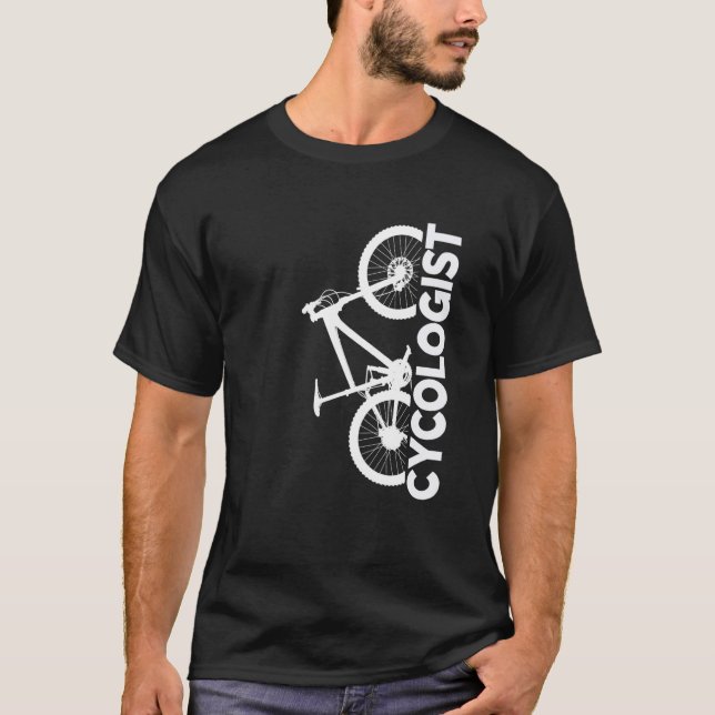 Mountain Biking Cycologist Vertical Graphic T-Shirt (Front)