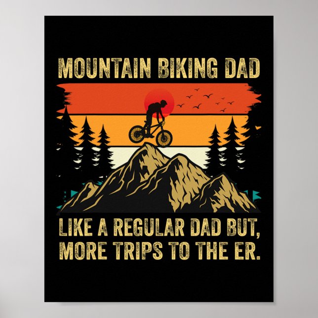 Mountain Biking Dad Funny Mens Cycling  Poster (Front)