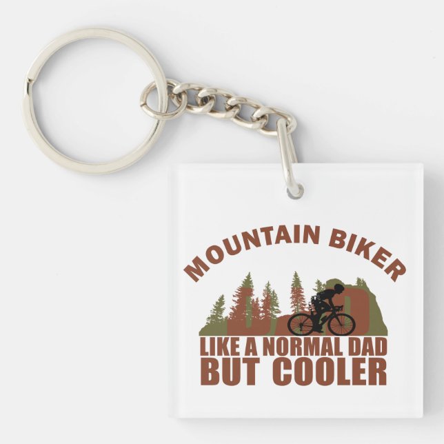 Mountain biking dad vintage key ring (Front)