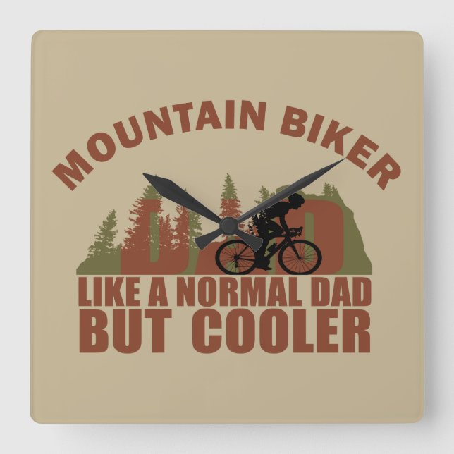 Mountain biking dad vintage square wall clock (Front)