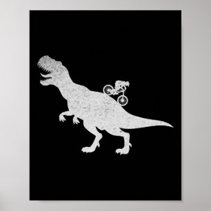 Mountain Biking Downhill Bike Cyclist T-rex Cyclin Poster