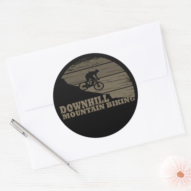 Mountain biking Downhill Classic Round Sticker (Envelope)