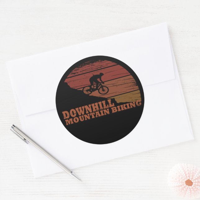 Mountain biking Downhill Classic Round Sticker (Envelope)