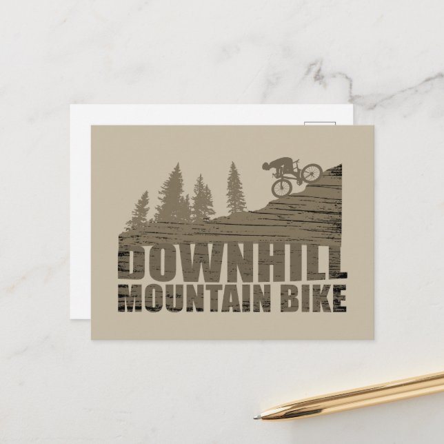 Mountain biking Downhill Holiday Postcard (Front/Back In Situ)