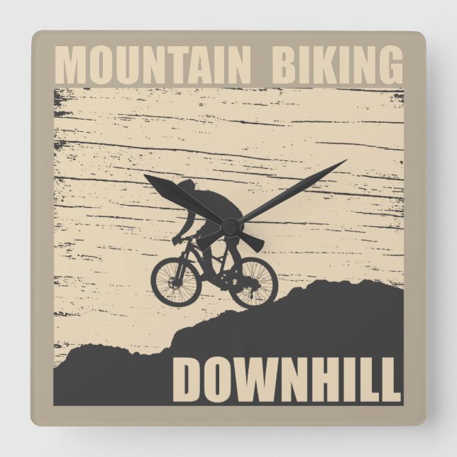 Mountain biking Downhill Square Wall Clock (Front)