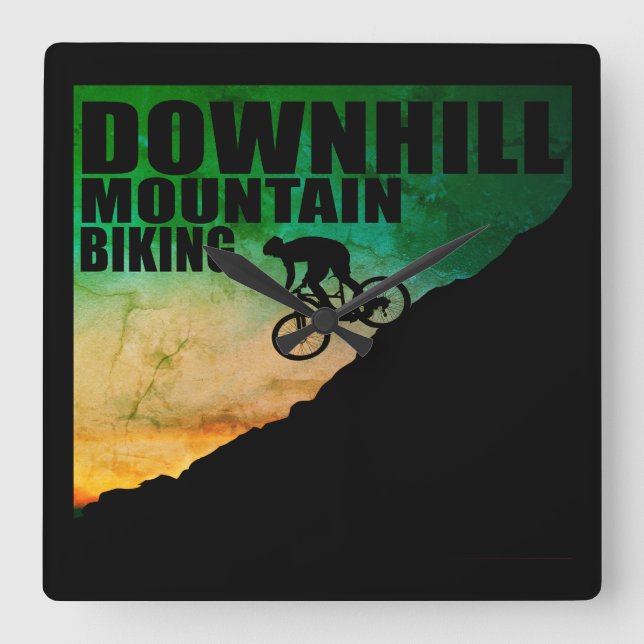 Mountain biking Downhill Square Wall Clock (Front)