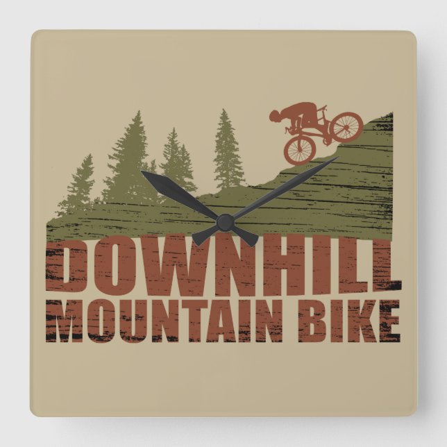 Mountain biking Downhill Square Wall Clock (Front)