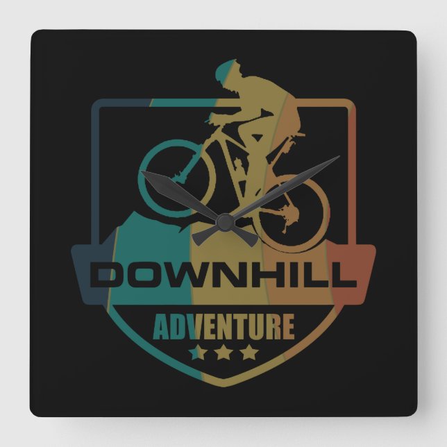 Mountain biking Downhill Square Wall Clock (Front)