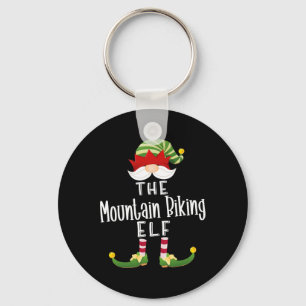 Mountain Biking Elf Group Christmas Funny Pajama P Key Ring