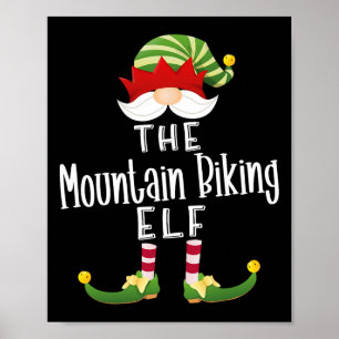 Mountain Biking Elf Group Christmas Funny Pajama P Poster