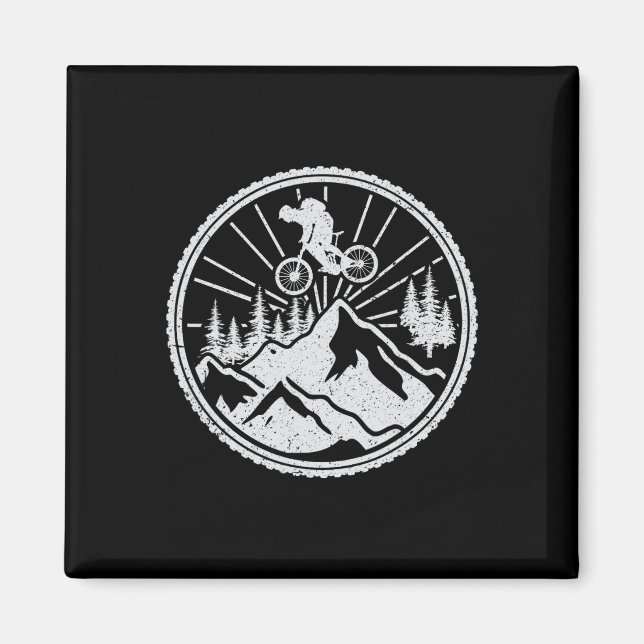 Mountain Biking Extreme Downhill Mtb Jump Forest R Magnet (Front)
