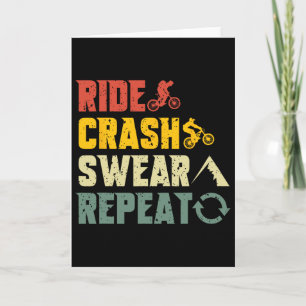 Mountain Biking Funny Ride Crash Swear Repeat Humo Card
