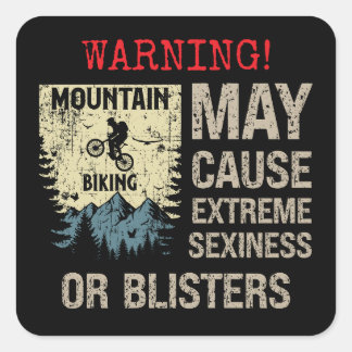 Mountain biking funny sarcastic quote gift square sticker