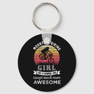 Mountain Biking Girl Funny Mtb Gift Key Ring