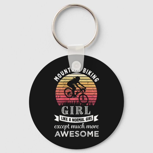Mountain Biking Girl Funny Mtb Gift  Key Ring (Front)