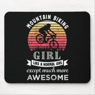 Mountain Biking Girl Funny Mtb Gift  Mouse Mat