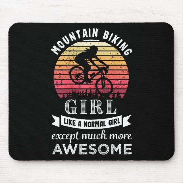 Mountain Biking Girl Funny Mtb Gift  Mouse Mat (Front)