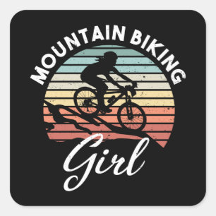 Mountain Biking Girl MTB Gift for Women Square Sticker