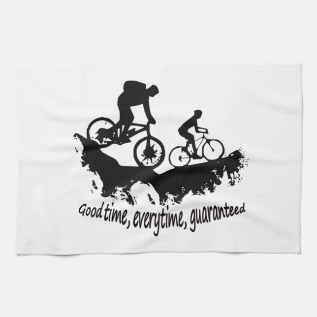 Mountain Biking Good Time Inspirational Quote Tea Towel (Horizontal)