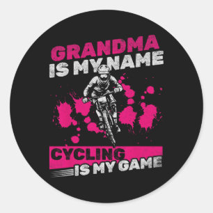 Mountain Biking Grandma Is My Name Cycling Is My G Classic Round Sticker