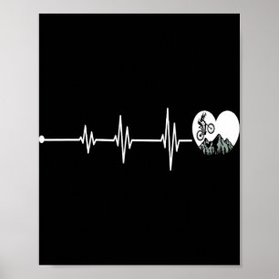Mountain Biking Heartbeat Pulse Line Adventure Poster