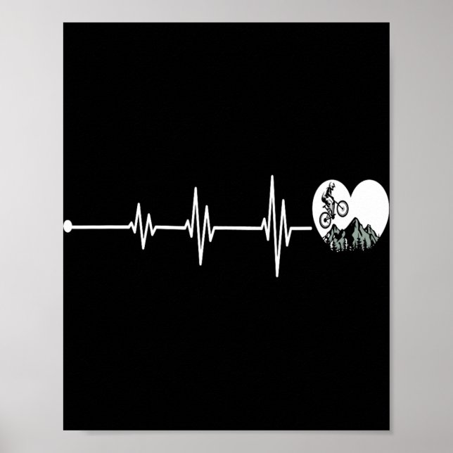 Mountain Biking Heartbeat Pulse Line Adventure  Poster (Front)