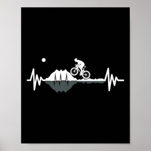 Mountain Biking Heartbeat Reflection Bmx Love Trai Poster