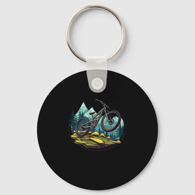Mountain Biking Illustration  Key Ring (Front)