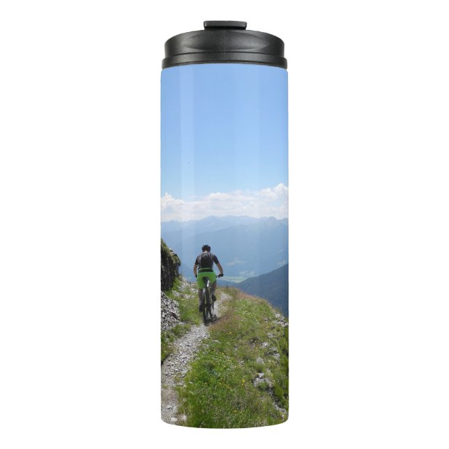 Mountain Biking in Countryside Thermal Tumbler (Front)