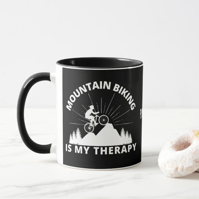 Mountain Biking Is My Therapy Mug (With Donut)