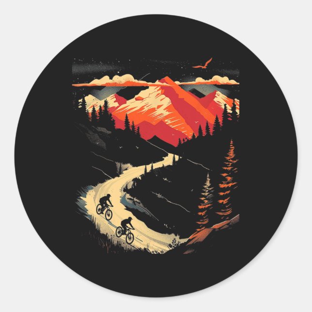 Mountain Biking Landscape _2  Classic Round Sticker (Front)