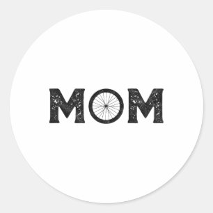 Mountain Biking Mom 80's Style Minimalist Classic Round Sticker