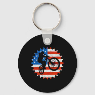 Mountain Biking Mtb Mountain Bikers Patriotic Usa  Key Ring