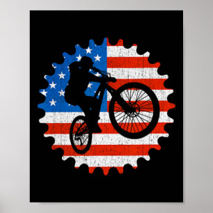 Mountain Biking Mtb Mountain Bikers Patriotic Usa  Poster