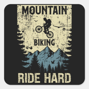 Mountain biking retro style quote motivational  square sticker