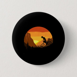 Mountain Biking Retro Sunset Trail Rider  6 Cm Round Badge