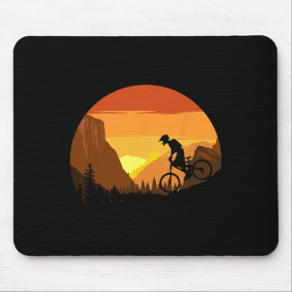 Mountain Biking Retro Sunset Trail Rider  Mouse Mat