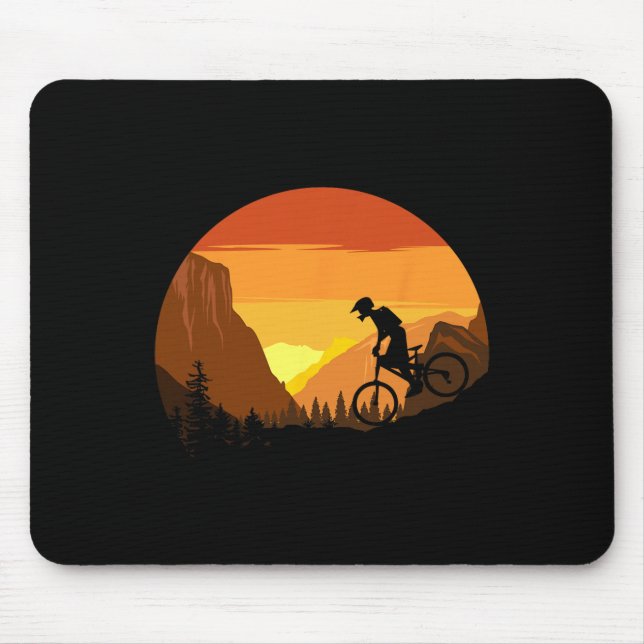 Mountain Biking Retro Sunset Trail Rider  Mouse Mat (Front)