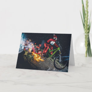 Mountain Biking Santa Christmas Card