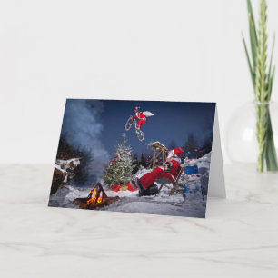 Mountain Biking Santa Christmas Card