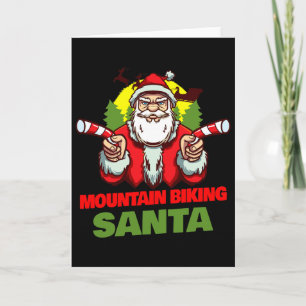 Mountain Biking Santa Claus Christmas Holiday Moun Card