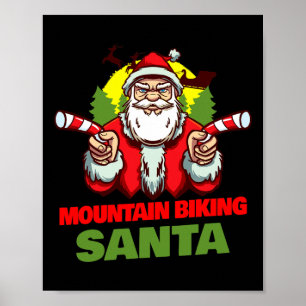 Mountain Biking Santa Claus Christmas Holiday Moun Poster