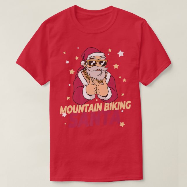 Mountain Biking Santa Claus Christmas Holiday Moun T-Shirt (Design Front)