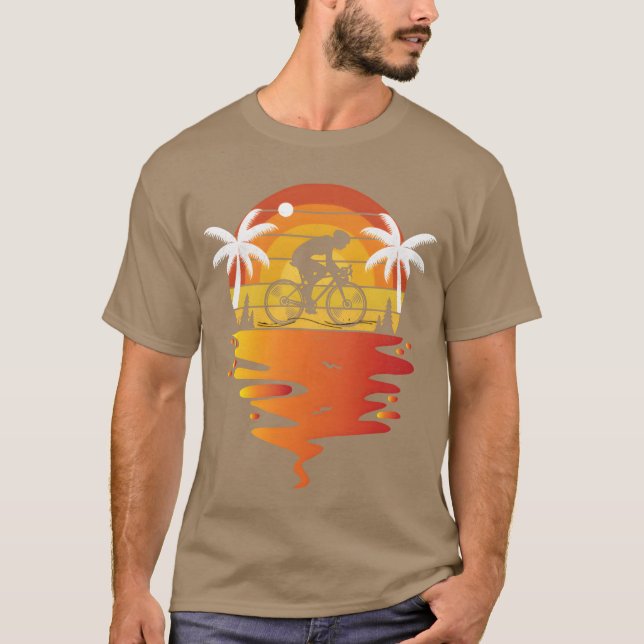 Mountain biking shirt retro sunset 70s bikingee fa (Front)