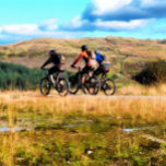 MOUNTAIN BIKING SILVER PLATED NECKLACE<br><div class="desc">A watercolor a of three men mountain biking in the Welsh hills.</div>