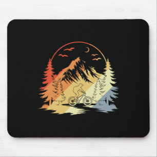 Mountain Biking Sketch Retro Style Mouse Mat