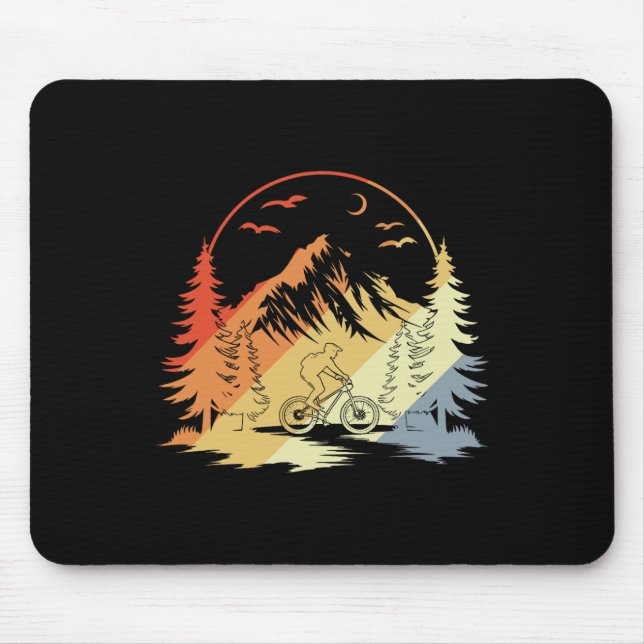 Mountain Biking Sketch Retro Style  Mouse Mat (Front)