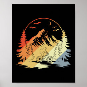 Mountain Biking Sketch Retro Style Poster