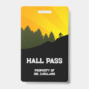 mountain biking Teacher Hall Pass ID Badge