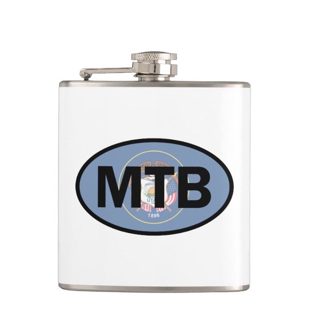 Mountain Biking Utah Flag Hip Flask (Front)
